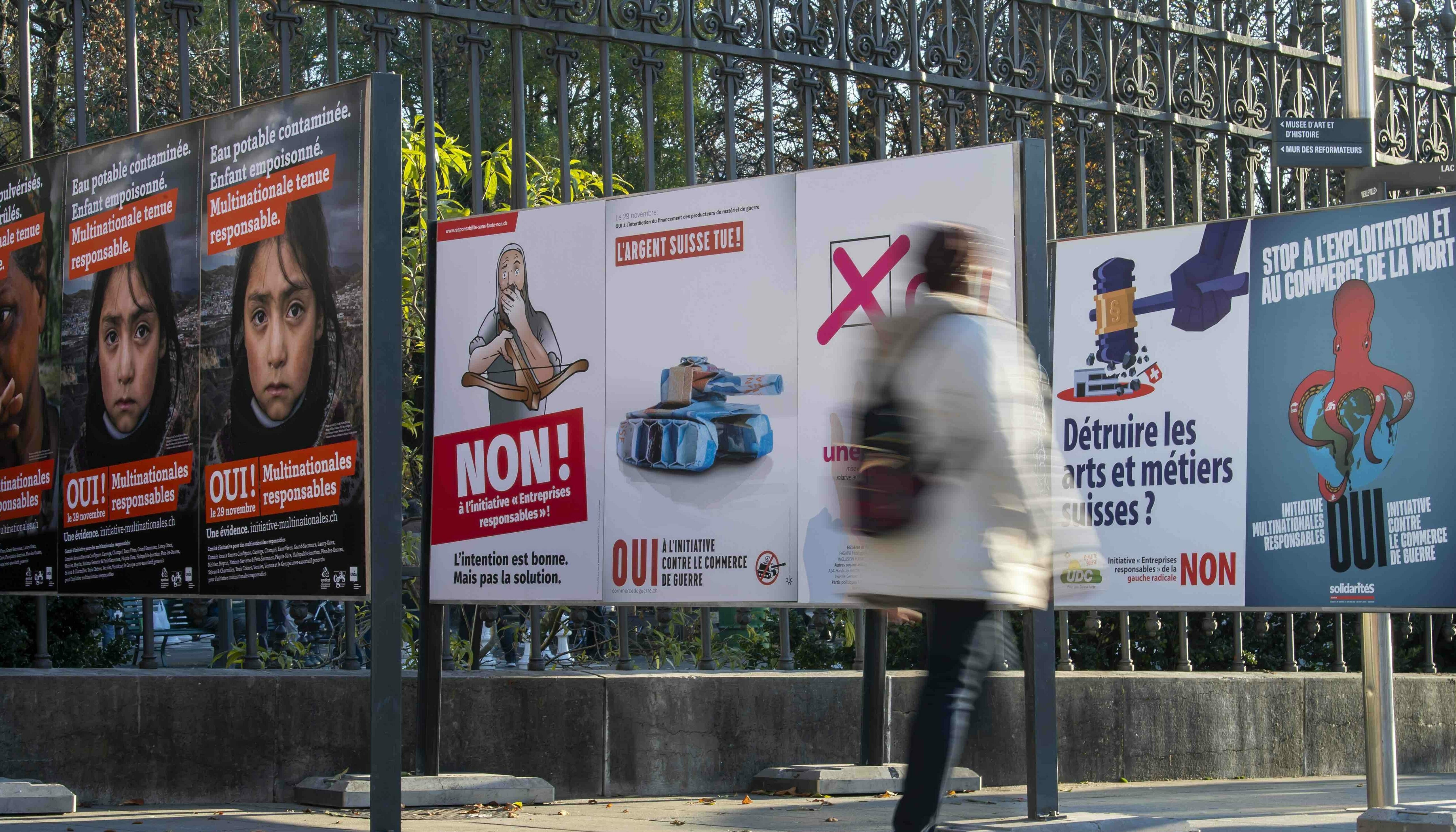 Abstimmungskampf: Schaden Menschenrechte den Schweizer Arbeitsplätzen? (Bild: KEYSTONE/Martial Trezzini)